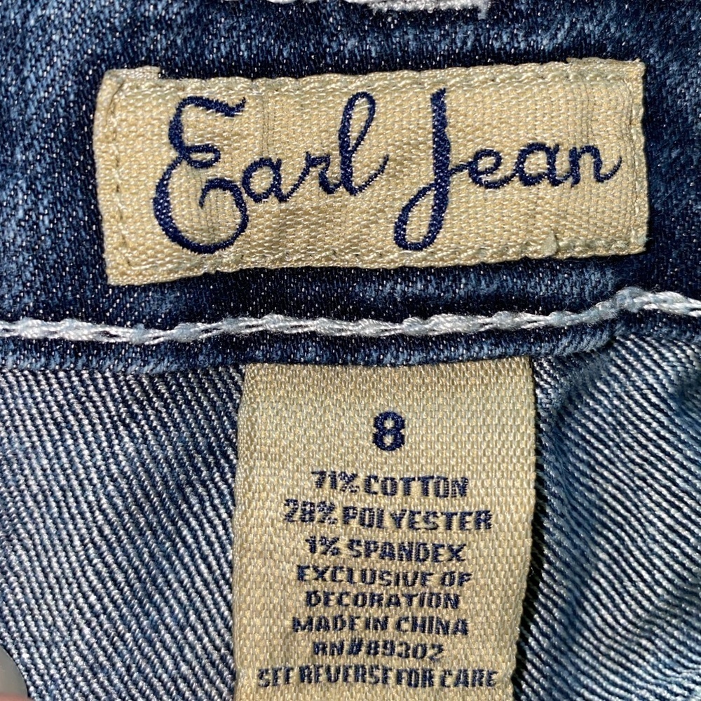 EARL JEAN denim jeans bling embroidered pockets blue vintage bootcut size 8 - Picture 7 of 13